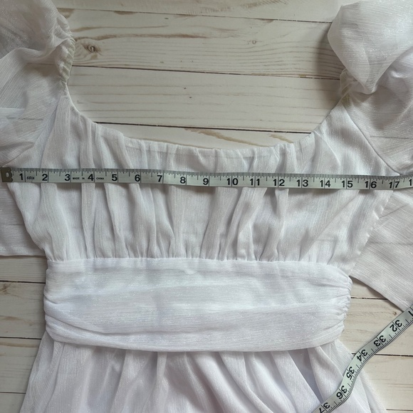 Lucy in the Sky White Women's NEIA Ruffle Chiffon White Dress Size M - Picture 9 of 13